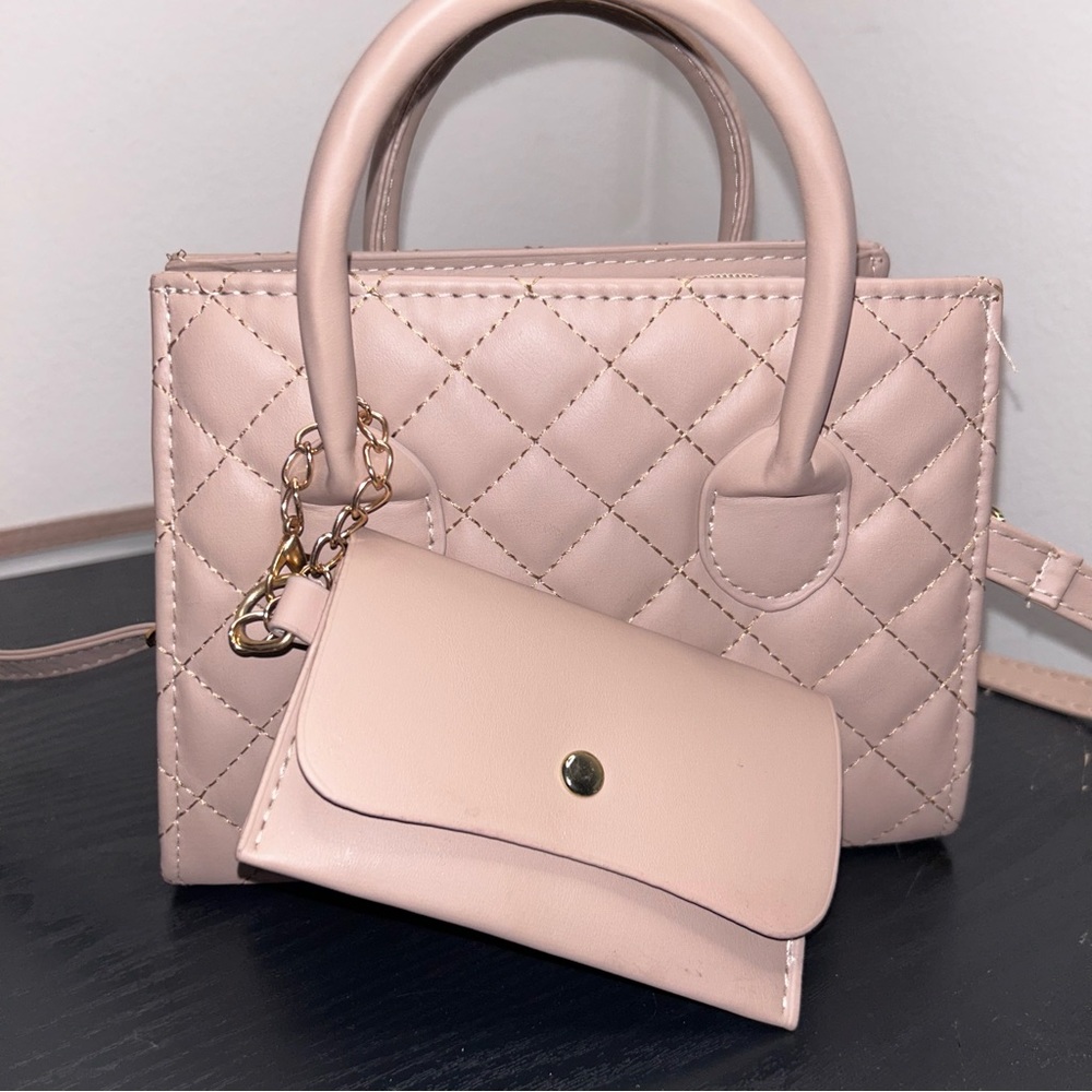 Double Handle Square Bag With Coin Purse